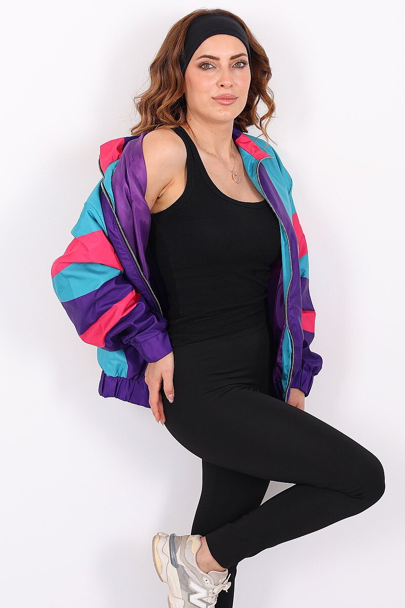 80'ler Vintage Mor Unisex Paraşüt Ceket - 7