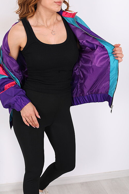 80'ler Vintage Mor Unisex Paraşüt Ceket - Berox (1)