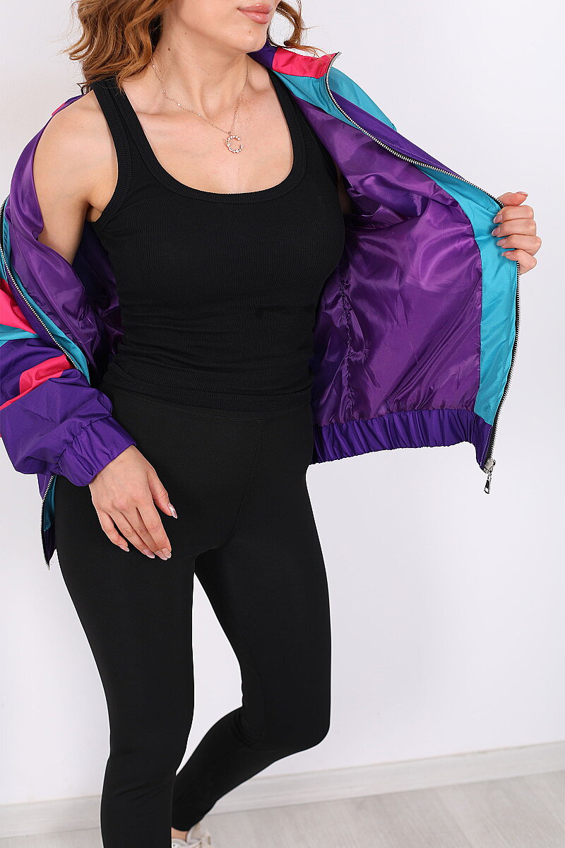 80'ler Vintage Mor Unisex Paraşüt Ceket - 2