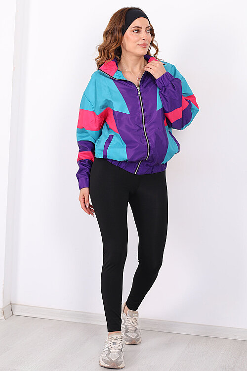 80'ler Vintage Mor Unisex Paraşüt Ceket - 4