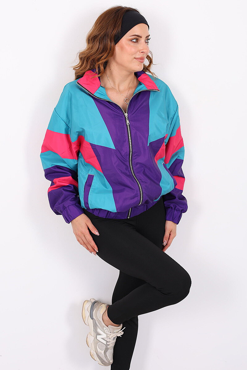 80'ler Vintage Mor Unisex Paraşüt Ceket - 1