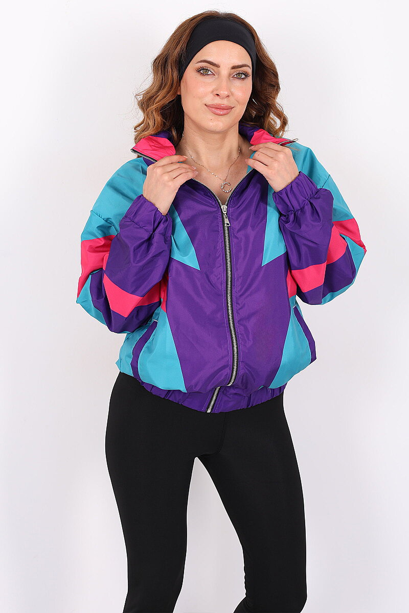 80'ler Vintage Mor Unisex Paraşüt Ceket - 5