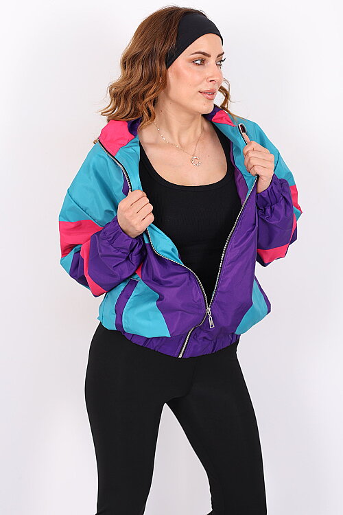 80'ler Vintage Mor Unisex Paraşüt Ceket - 3