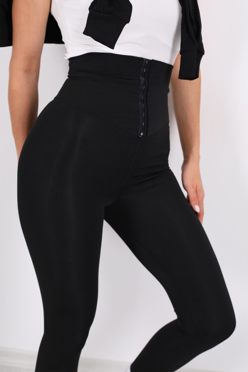 Agraf Kadın Siyah Scuba Korse Tayt - Berox (1)