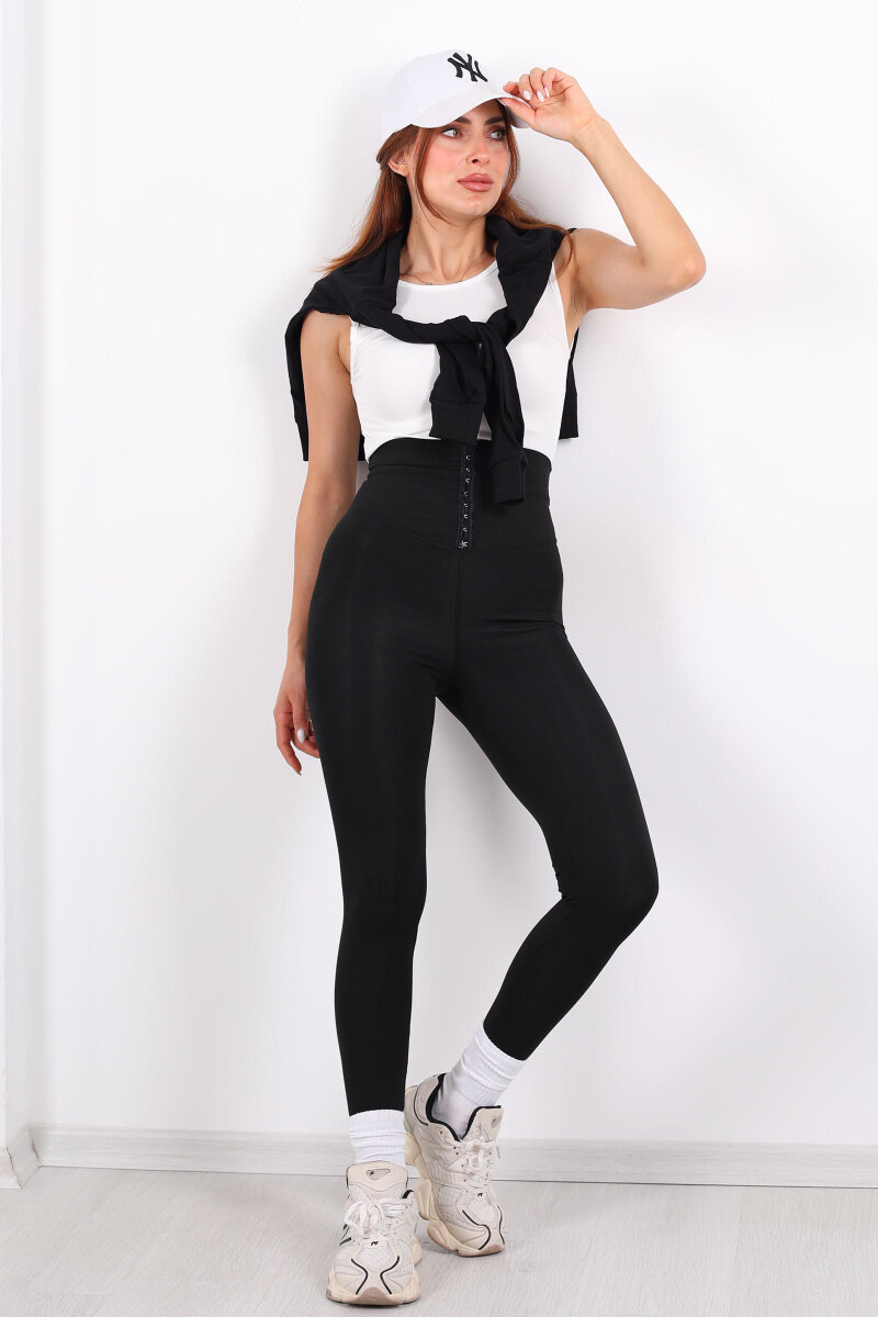 Agraf Kadın Siyah Scuba Korse Tayt - 1