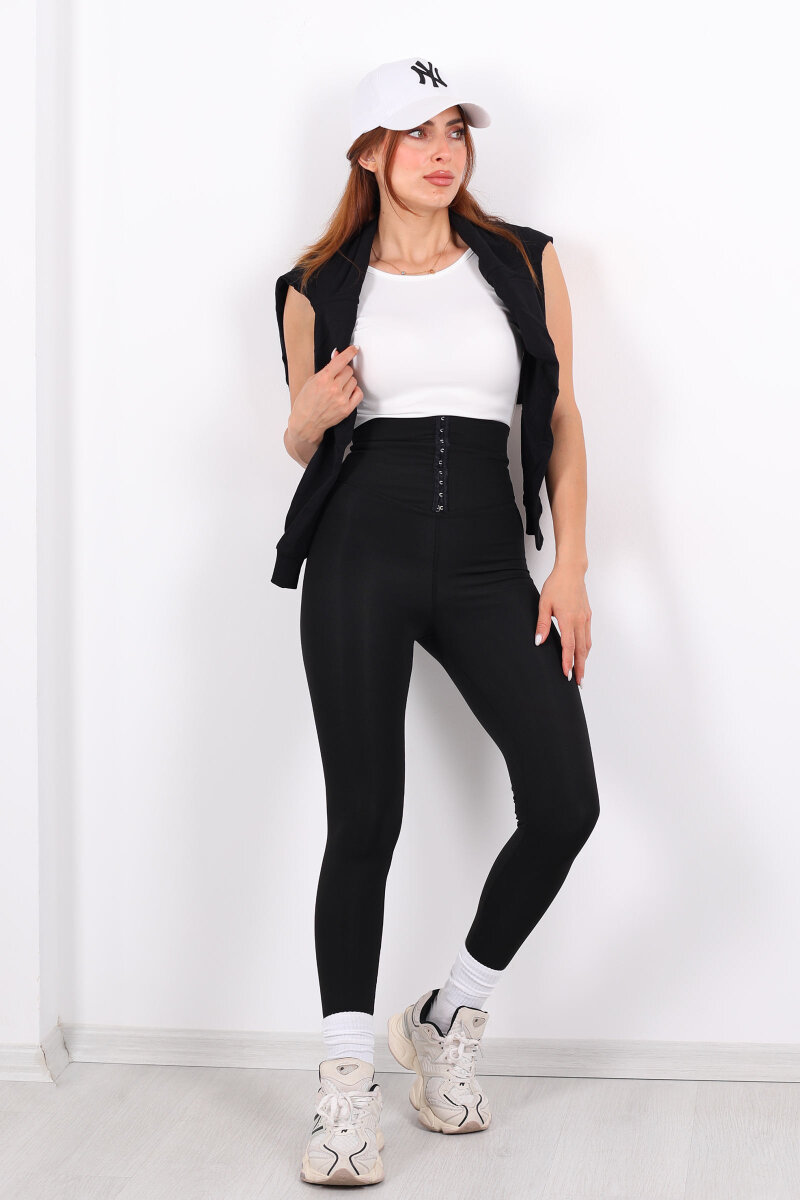 Agraf Kadın Siyah Scuba Korse Tayt - 5