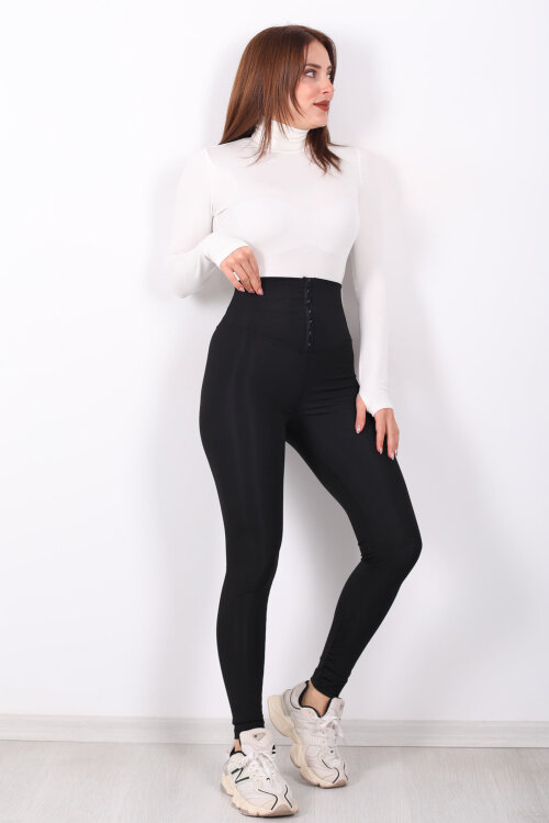 Agraf Kadın Siyah Scuba Korse Tayt - Berox