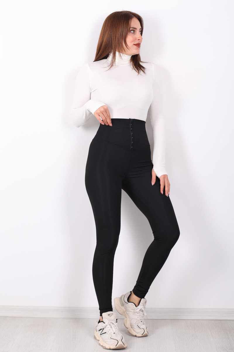 Agraf Kadın Siyah Scuba Korse Tayt - 1