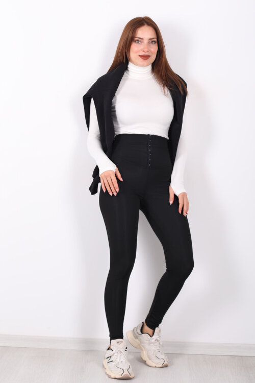 Agraf Kadın Siyah Scuba Korse Tayt - 3