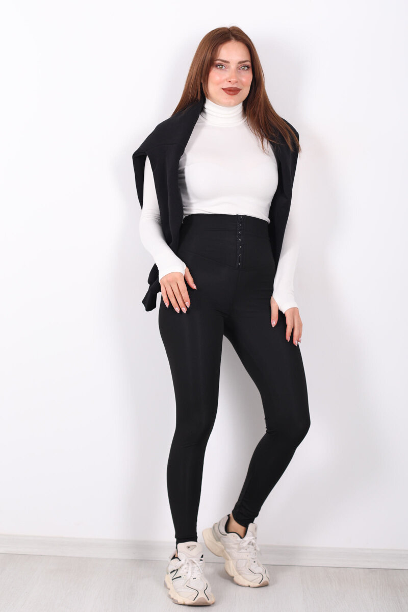 Agraf Kadın Siyah Scuba Korse Tayt - 3