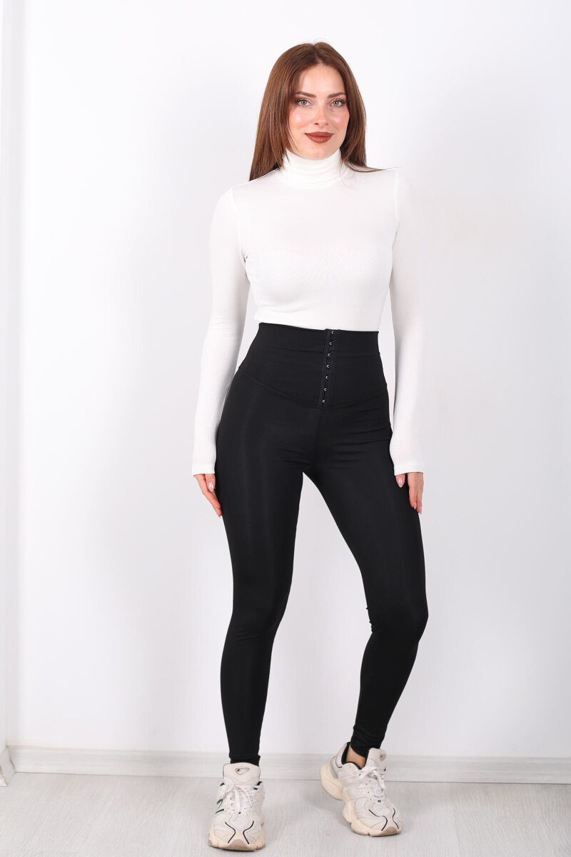 Agraf Kadın Siyah Scuba Korse Tayt - 6