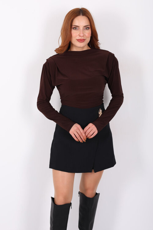 Aksesuarlı Mini Siyah Kadın Şort Etek - 6