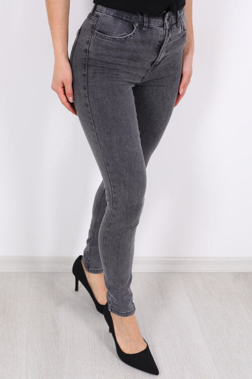 Ara Beden Dar Paça Kar Yıkama Füme Kadın Likralı Pantolon - Berox (1)