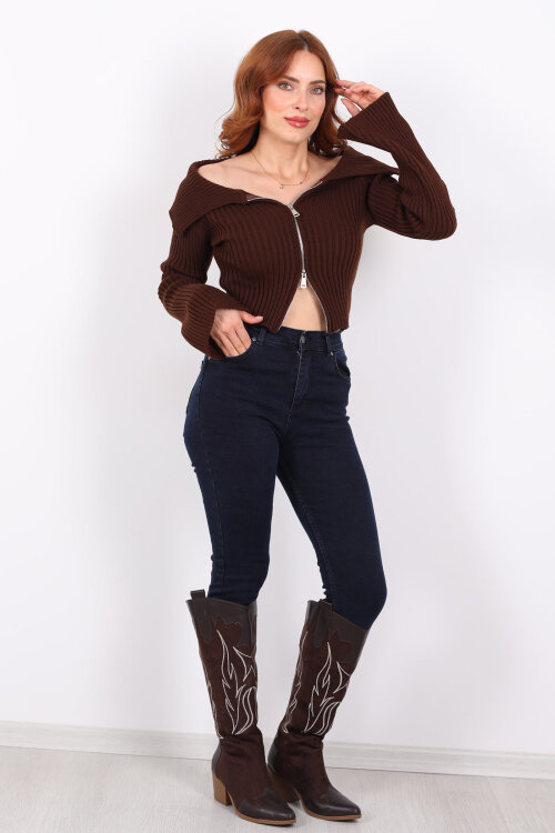 Ara Beden Dar Paça Lacivert Kadın Likralı Pantolon - Berox