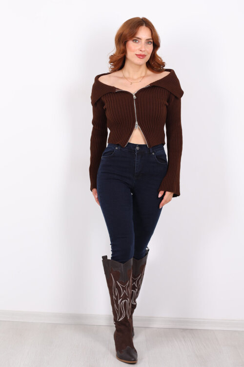 Ara Beden Dar Paça Lacivert Kadın Likralı Pantolon - 4