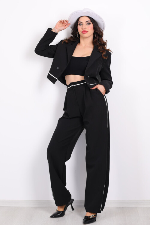 Ara Biyeli Blazer Ceket - Pantolon Siyah Kadın Takım - 3