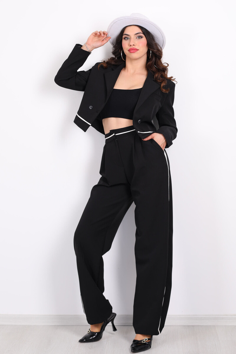 Ara Biyeli Blazer Ceket - Pantolon Siyah Kadın Takım - 3