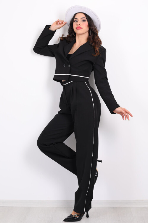 Ara Biyeli Blazer Ceket - Pantolon Siyah Kadın Takım - 1