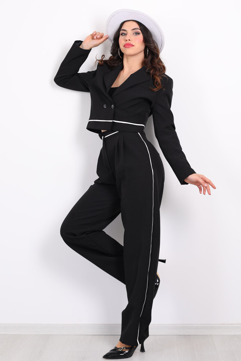 Ara Biyeli Blazer Ceket - Pantolon Siyah Kadın Takım - 1