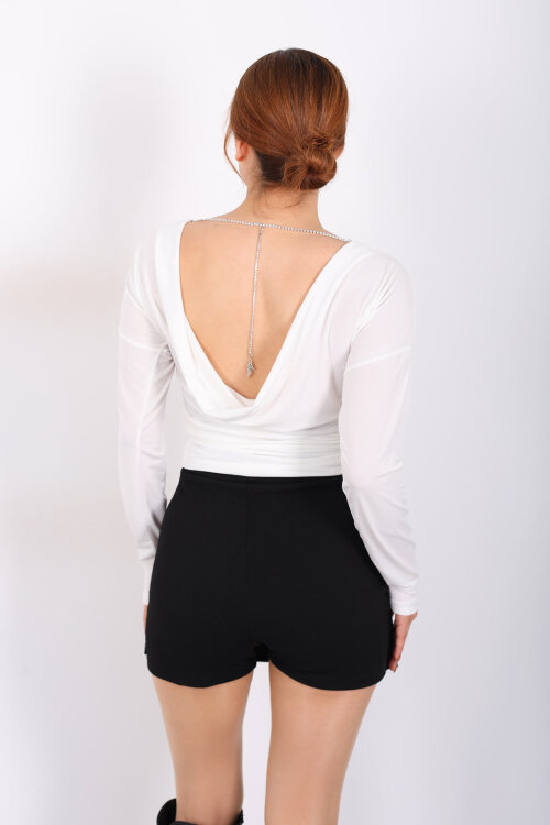 Arka Degajeli Beyaz Kadın Sandy Bluz - 5