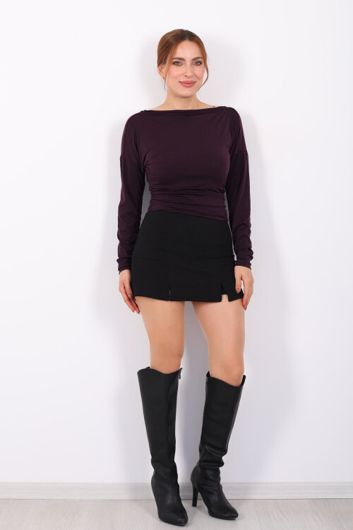 Arka Degajeli Mor Kadın Sandy Bluz - 7