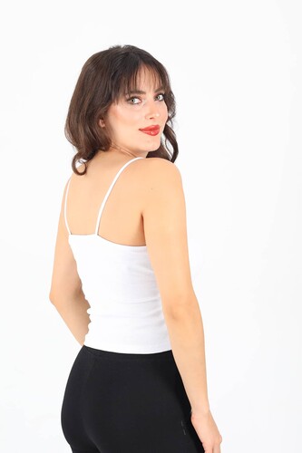 Askılı Kaşkorse Beyaz Kadın Atlet - 3