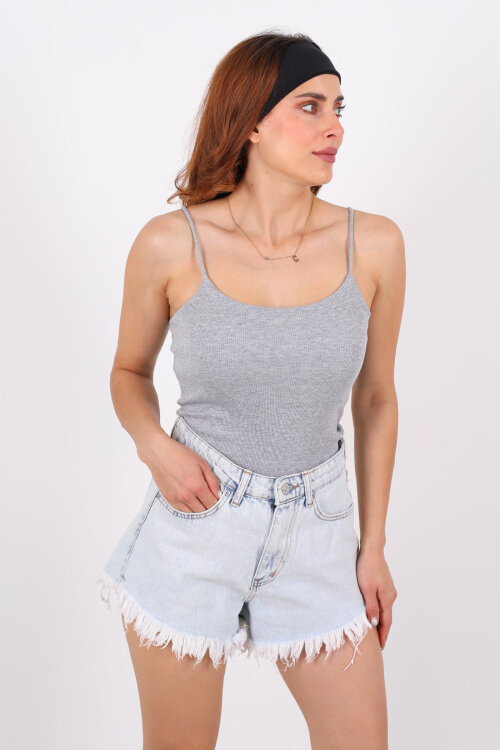 Askılı Kaşkorse Gri Melanj Kadın Atlet - 3