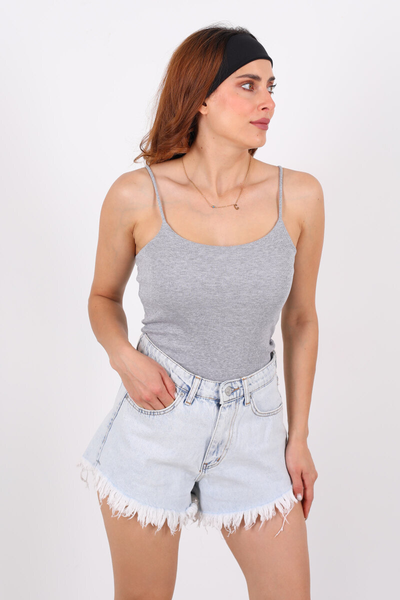 Askılı Kaşkorse Gri Melanj Kadın Atlet - 3