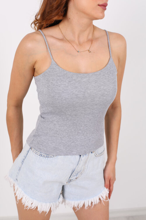 Askılı Kaşkorse Gri Melanj Kadın Atlet - Berox (1)