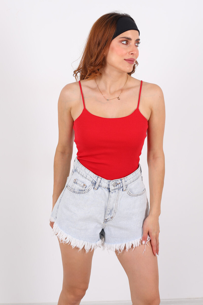 Askılı Kaşkorse Kırmızı Kadın Atlet - 5