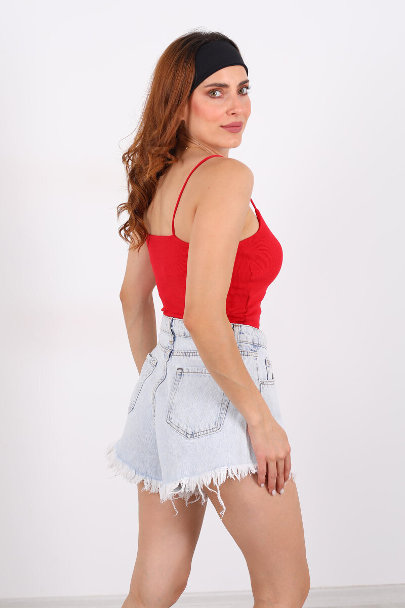 Askılı Kaşkorse Kırmızı Kadın Atlet - 4