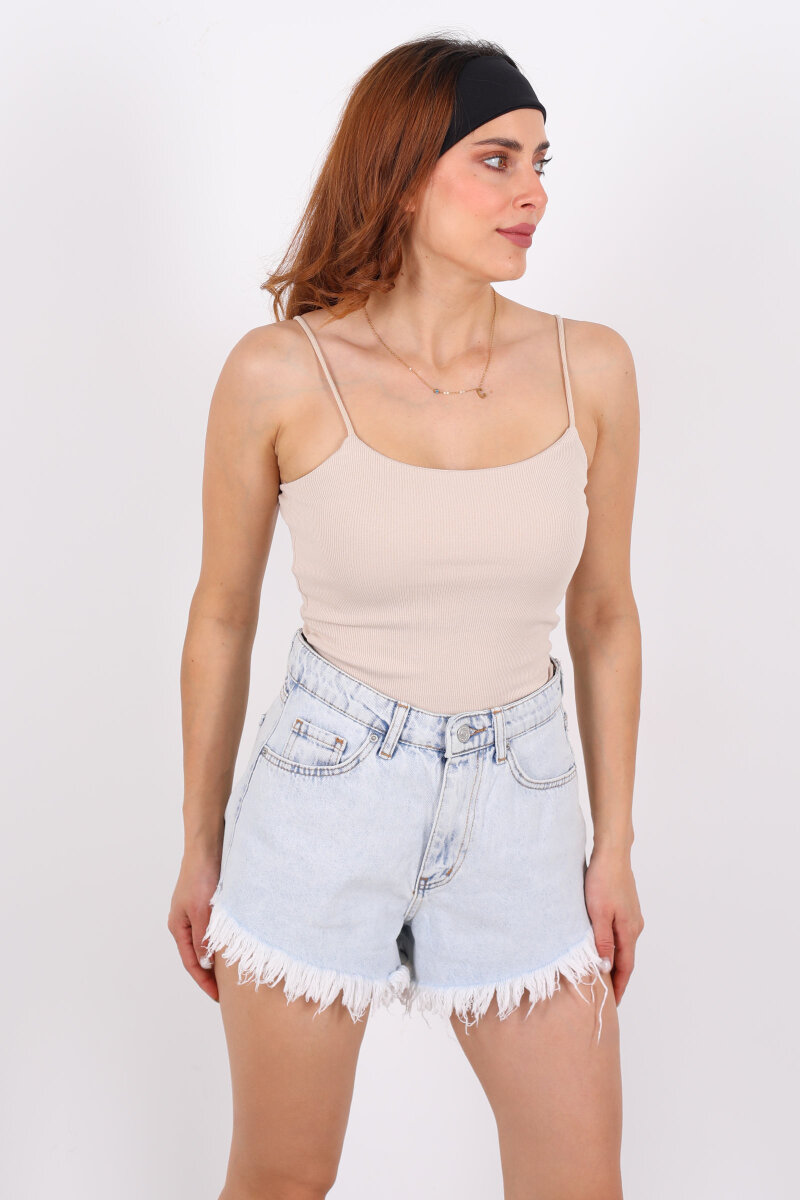 Askılı Kaşkorse Taş Rengi Kadın Atlet - 1