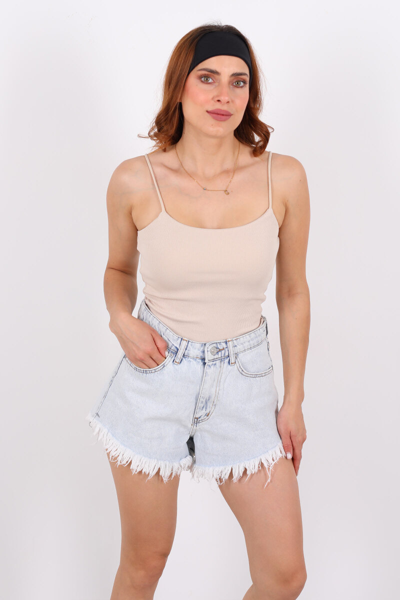 Askılı Kaşkorse Taş Rengi Kadın Atlet - 3