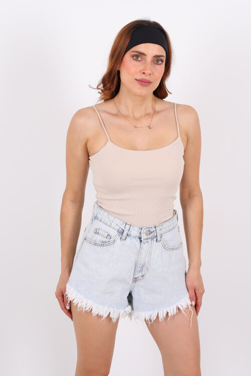 Askılı Kaşkorse Taş Rengi Kadın Atlet - 5