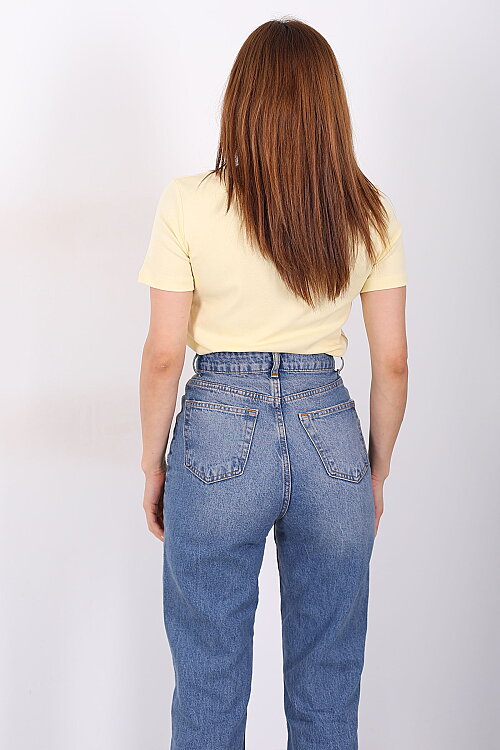 Ayıcık Yazı Baskılı Kısa Kol Sarı Kadın Body - 4