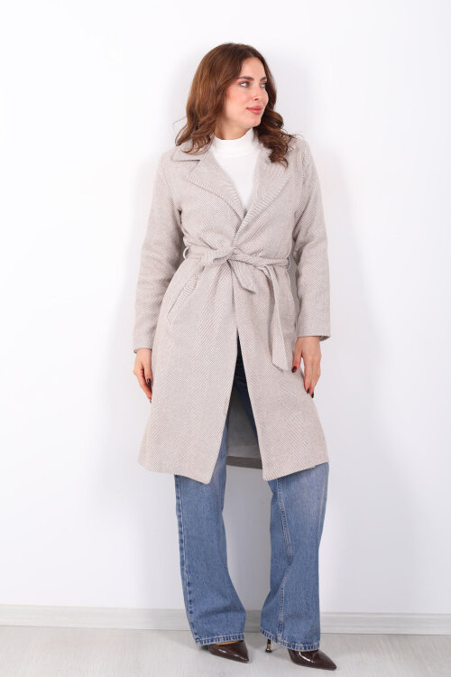 Balık Sırtı Vizon Kadın Kaşe Kaban - 3