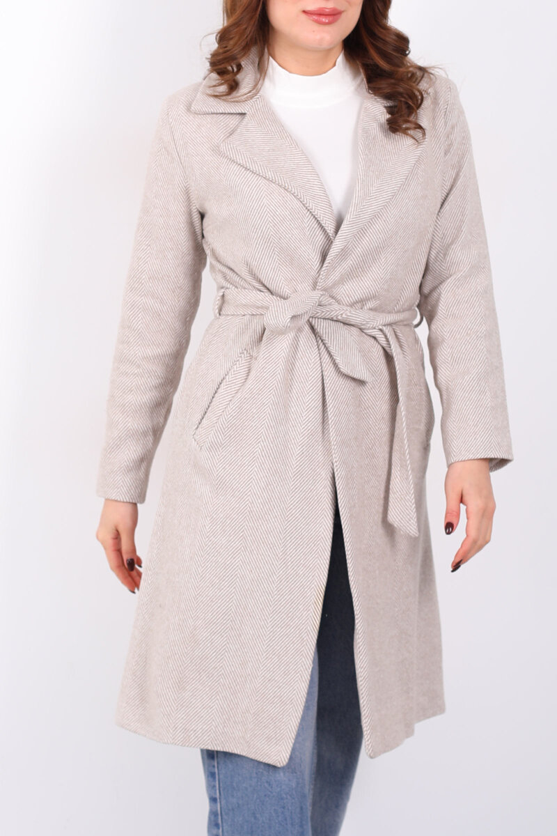 Balık Sırtı Vizon Kadın Kaşe Kaban - 2