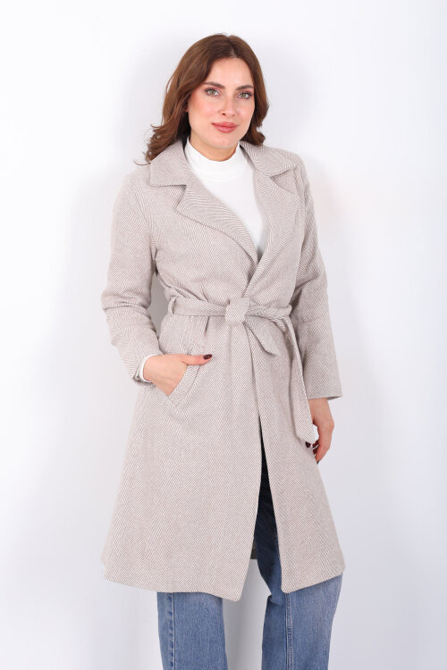 Balık Sırtı Vizon Kadın Kaşe Kaban - 4