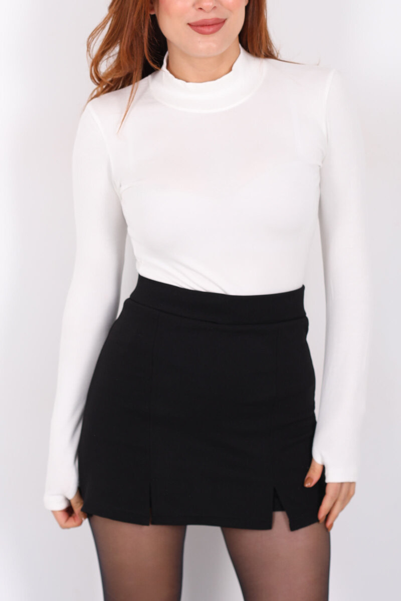 Balıkçı Yaka Beyaz Kadın Buzzy Body - 2