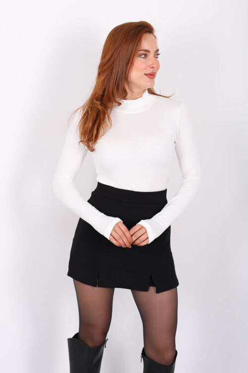 Balıkçı Yaka Beyaz Kadın Buzzy Body - Berox