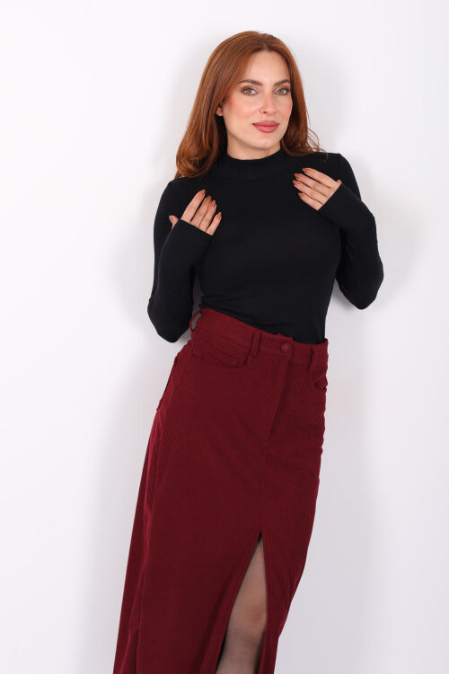 Balıkçı Yaka Siyah Kadın Buzzy Body - 3