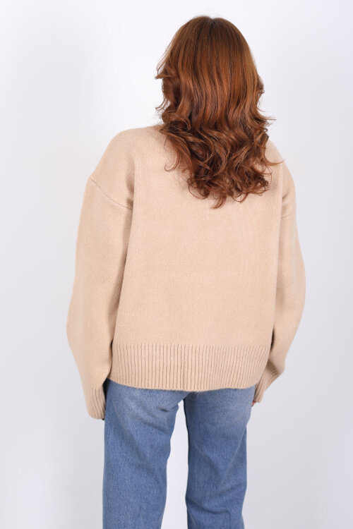 Balıkçı Yaka Uzun Kol Bej Kadın Triko Kazak - 4