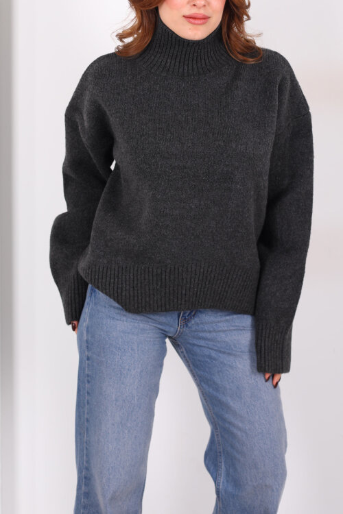 Balıkçı Yaka Uzun Kol Füme Kadın Triko Kazak - Berox (1)