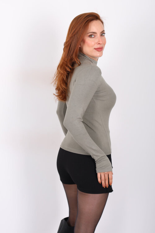 Balıkçı Yaka Yeşil Kadın Buzzy Body - Berox (1)