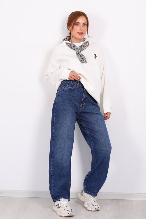 Barrel Koyu Buz Kadın Jeans - Berox