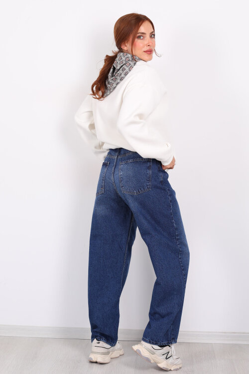 Barrel Koyu Buz Kadın Jeans - 6