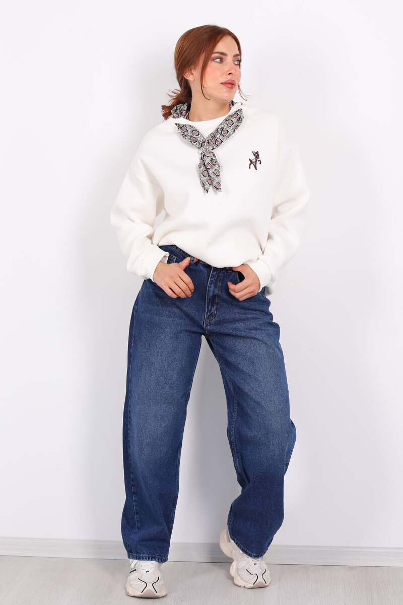 Barrel Koyu Buz Kadın Jeans - 3