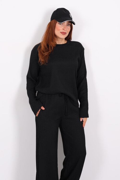 Basic Akordiyon Siyah Kadın Takım - 4