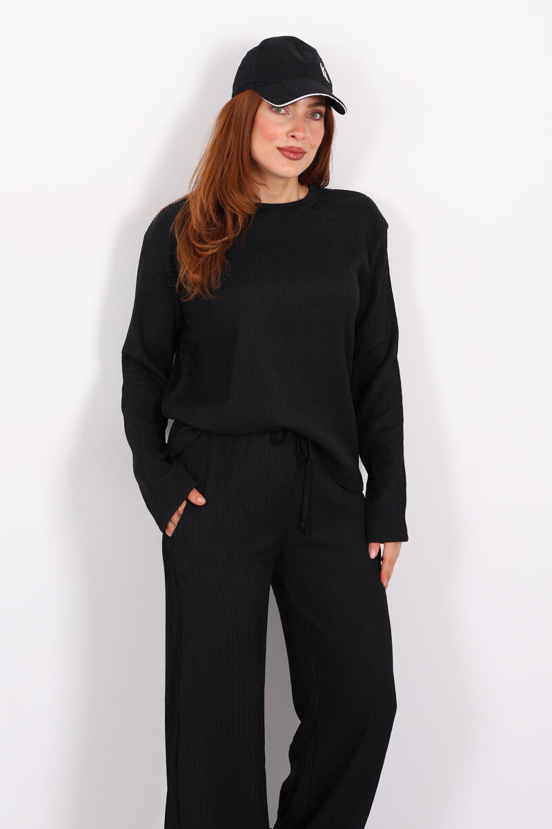 Basic Akordiyon Siyah Kadın Takım - 4