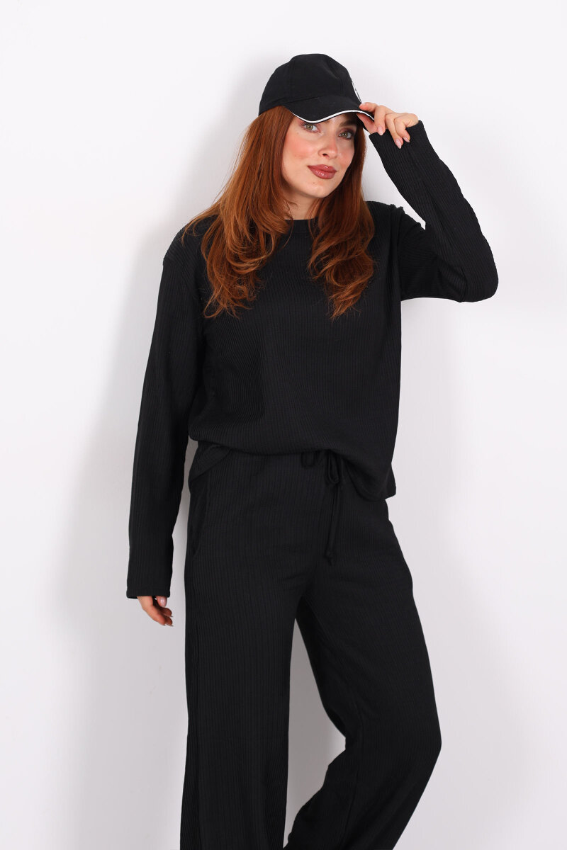 Basic Akordiyon Siyah Kadın Takım - 1